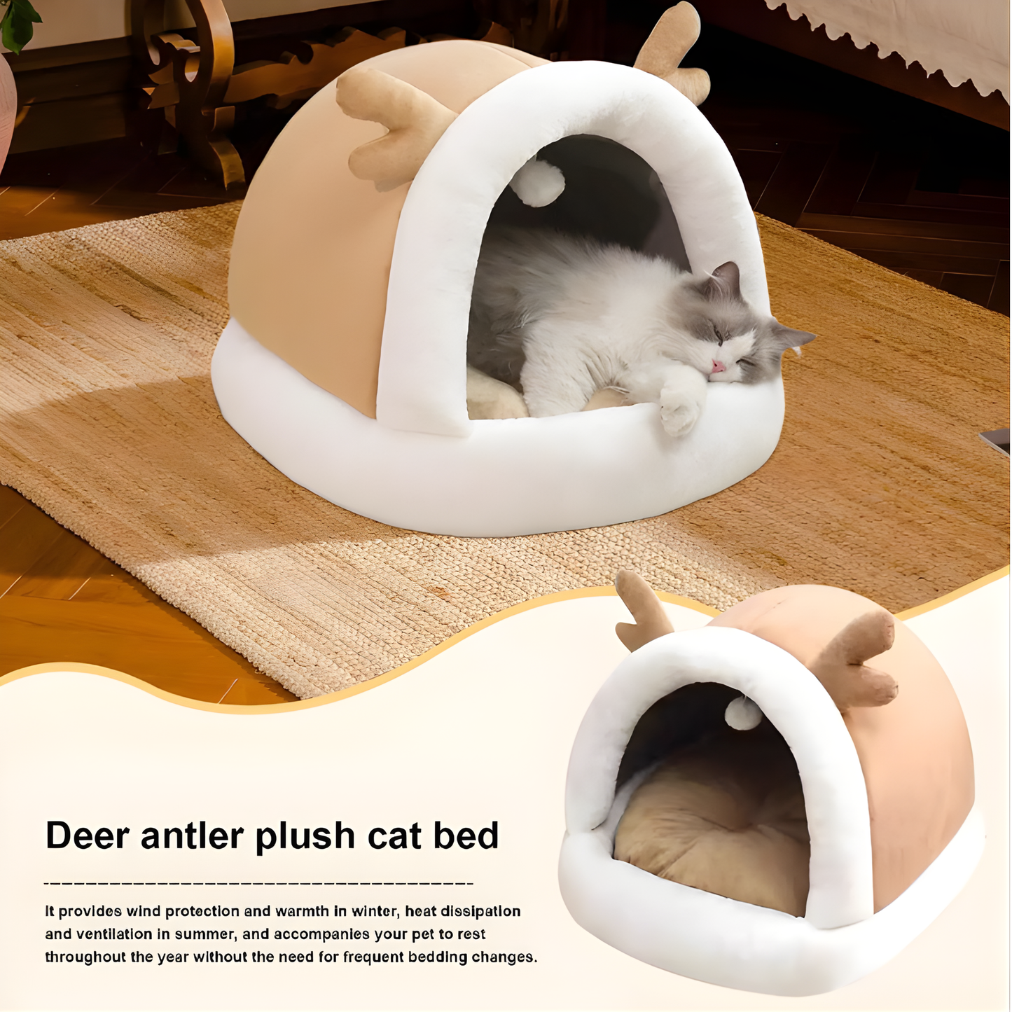 Ilummia CozyAntler™ Pet Cave